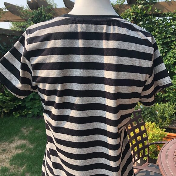 Bluenotes Striped Cotton T-Shirt Black+Gray Sz M - Picture 5 of 9